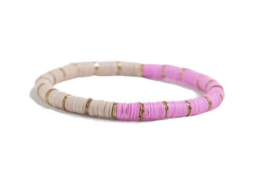 Lilac Half And Half Color Block Stretch Bracelet