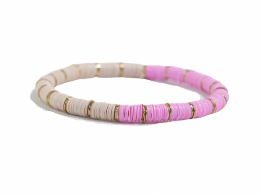 Lilac Half And Half Color Block Stretch Bracelet