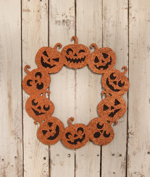 Jack-O-Lantern Glitter Wreath