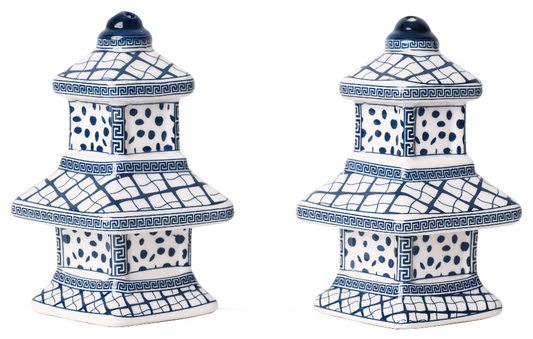 Porcelain Pagoda Salt and Pepper Shakers