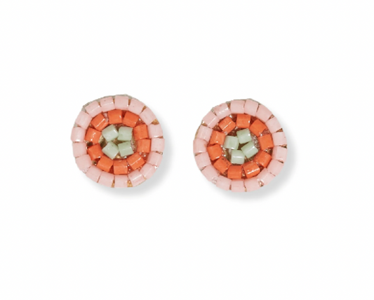 Blush Circles Beaded Post Earrings