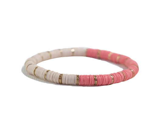 Pink Half And Half Color Block Stretch Bracelet