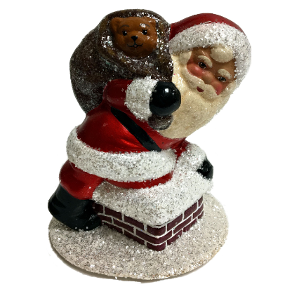 Ino Schaller Red Santa on Chimney with Gifts German Paper Mache Candy Container