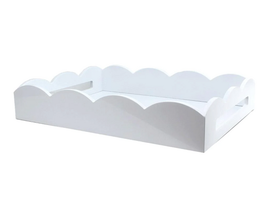 White Scalloped Lacquer Tray