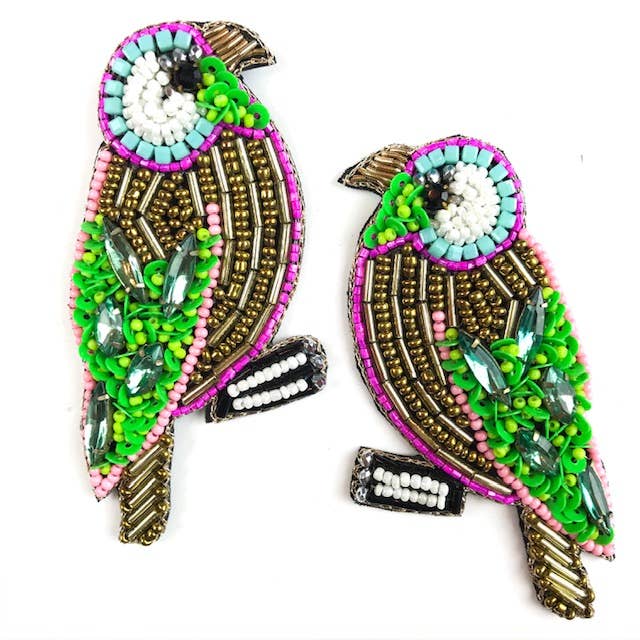 Multi Beaded Bird Earrings