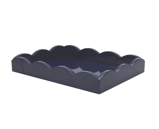 Navy Scalloped Lacquer Tray