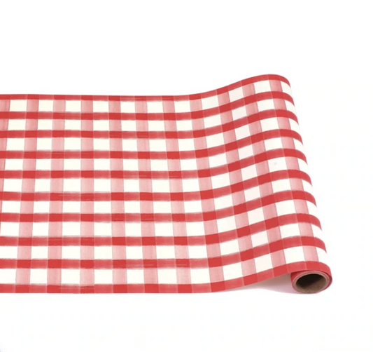 Red Painted Check Table Runner