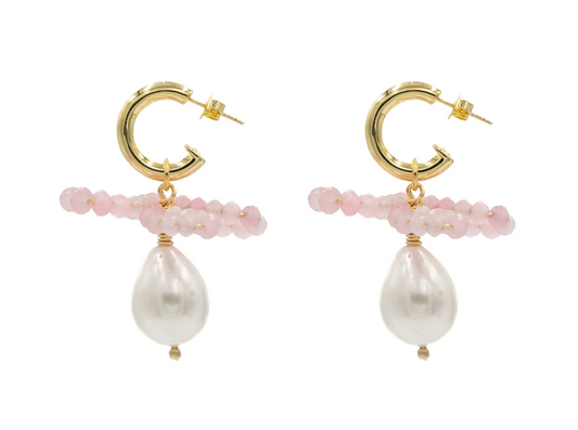 Rowe Earrings with Pink Jade Flower/Bow