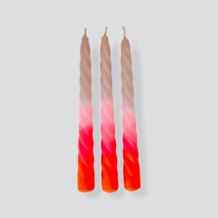 Dip Dye Twisted * Shades of Pomegranate Twist Taper Candles