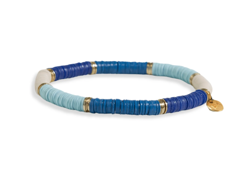 Gold & Blue Color Block Stretch Bracelet
