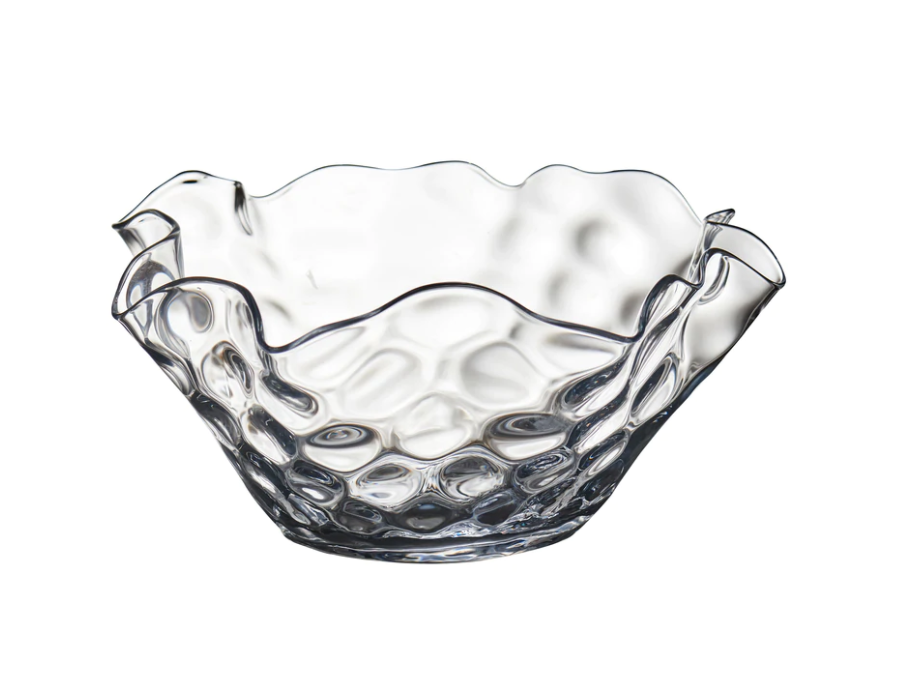 Clear Dimpled Bowl with Wavy Top