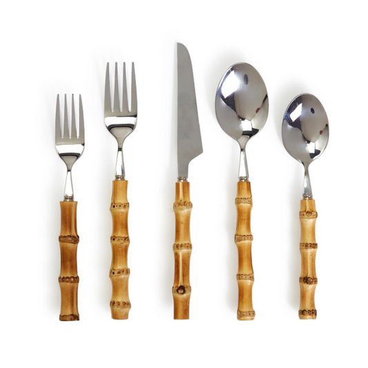Natural Bamboo Five Piece Flatware Set for Four
