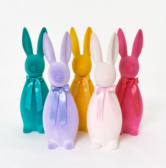 Large Flocked Button Nose Bunnies