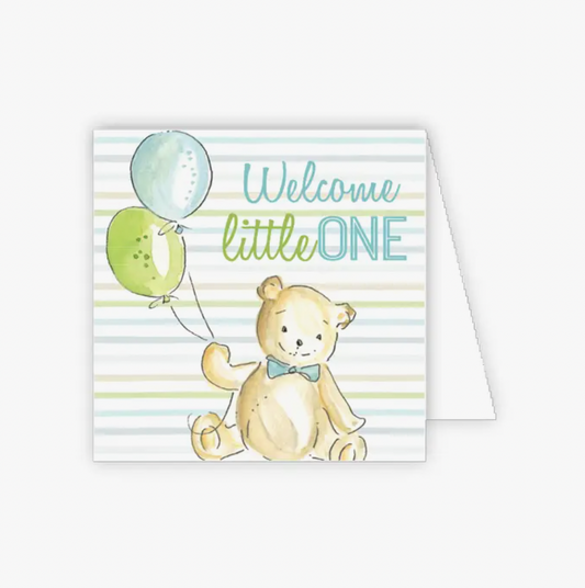 Teddy Bear with Blue Bow Enclosure Card